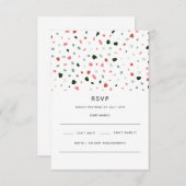 Modern minimaal Terrazzo Patroon Groen Roze Bruilo RSVP Kaartje (Voorkant / Achterkant)
