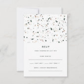 Modern minimaal Terrazzo Patroon Groen Roze Bruilo RSVP Kaartje (Voorkant)