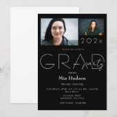 Modern minimaal toen & nu 2 foto afstudeerfeest kaart (Voorkant / Achterkant)