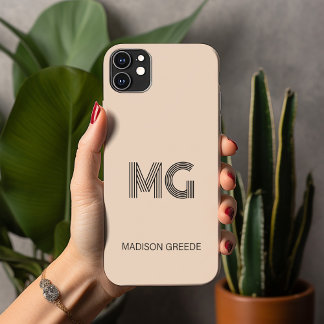 Modern minimaal, trendy beige eenvoudig monogram Case-Mate iPhone case