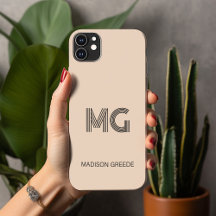Modern minimaal, trendy beige eenvoudig monogram