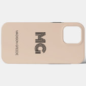 Modern minimaal, trendy beige eenvoudig monogram Case-Mate iPhone case (Achterkant (horizontaal))