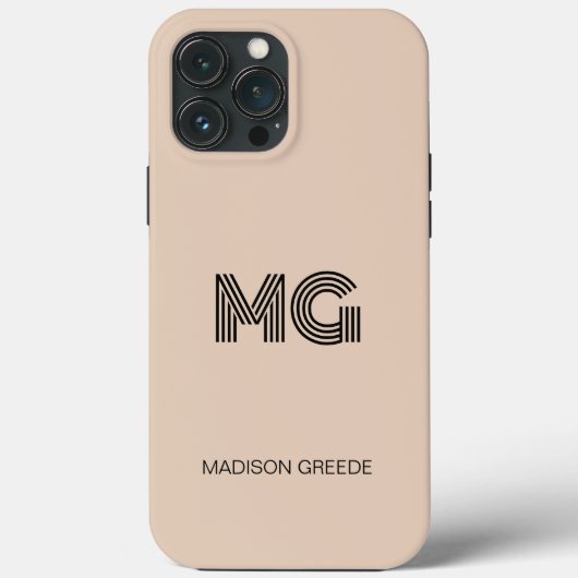 Modern minimaal, trendy beige eenvoudig monogram Case-Mate iPhone case (Achterkant)