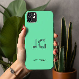 Modern minimaal, trendy Mint Green Eenvoudig Monog Case-Mate iPhone Case