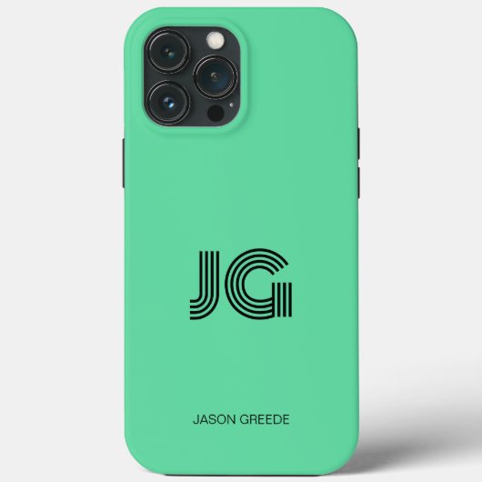 Modern minimaal, trendy Mint Green Eenvoudig Monog Case-Mate iPhone Case (Achterkant)