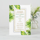 Modern minimaal tropisch groen laat Verloving acht Kaart (Staand voorkant)
