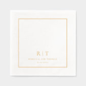 Modern Minimaal Trouw Monogram Folie Servetten (Voorkant)
