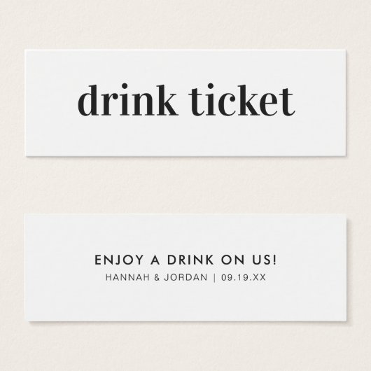 Modern Minimaal | Trouwbar Drinkticket Mini Visitekaartjes (Voorkant /achterkant)