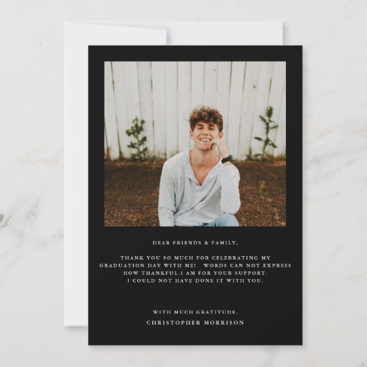 Modern Minimaal Twee Foto Afstuderen Bedankkaart (Achterkant)
