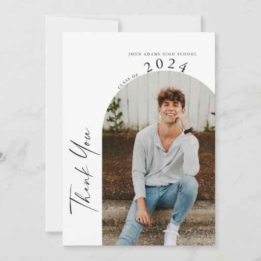Modern Minimaal Twee Foto Afstuderen Bedankkaart (Voorkant)