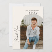 Modern Minimaal Twee Foto Beige Afstuderen Bedankkaart (Voorkant)