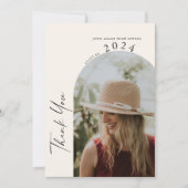 Modern Minimaal Twee Foto Beige Afstuderen Bedankkaart (Voorkant)