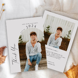 Modern Minimaal Twee Foto Grijs Afstuderen Bedankkaart