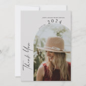 Modern Minimaal Twee Foto Handgeschreven Afstudere Bedankkaart (Voorkant)