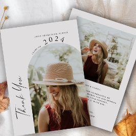 Modern Minimaal Twee Foto Handgeschreven Afstudere Bedankkaart