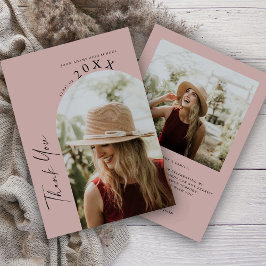 Modern Minimaal Twee Foto Handgeschreven Afstudere Bedankkaart