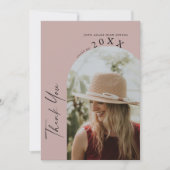 Modern Minimaal Twee Foto Handgeschreven Afstudere Bedankkaart (Voorkant)