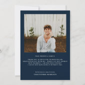 Modern Minimaal Twee Foto Navy Afstuderen Bedankkaart
