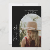 Modern Minimaal Twee Fotoscript Afstuderen Bedankkaart (Voorkant)