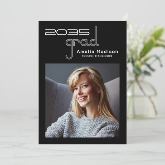 Modern minimaal uniek High Tech Photo Afstuderen Aankondiging (Staand voorkant)