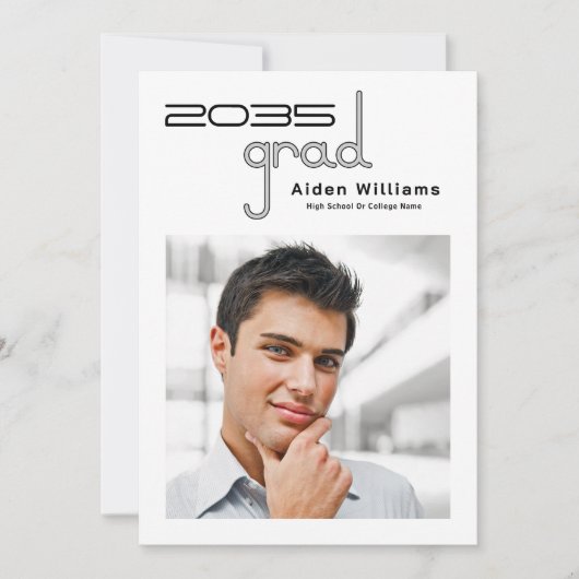 Modern minimaal uniek High Tech Photo Afstuderen Aankondiging (Voorkant)