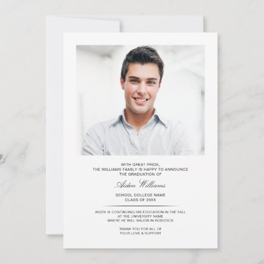 Modern minimaal uniek High Tech Photo Afstuderen Aankondiging (Achterkant)