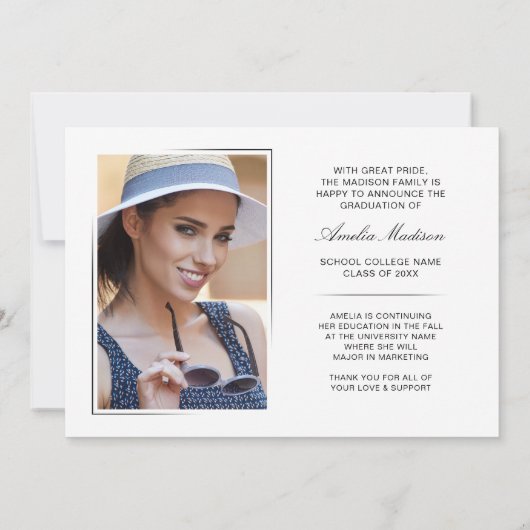 Modern minimaal uniek inktscript Afstuderen 2 foto Aankondiging (Achterkant)