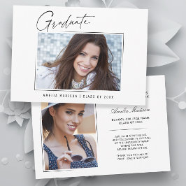 Modern minimaal uniek inktscript Afstuderen 2 foto Aankondiging