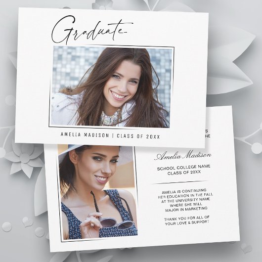 Modern minimaal uniek inktscript Afstuderen 2 foto Aankondiging