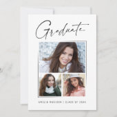 Modern minimaal uniek inktscript Afstuderen 3 foto Aankondiging (Voorkant)