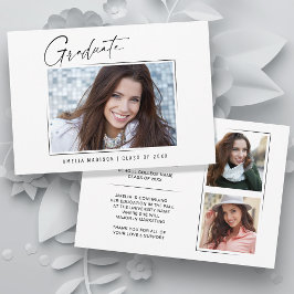 Modern minimaal uniek inktscript Afstuderen 3 foto Aankondiging