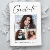 Modern minimaal uniek inktscript Afstuderen 3 foto Aankondiging