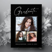 Modern minimaal uniek inktscript Afstuderen 3 foto Aankondiging