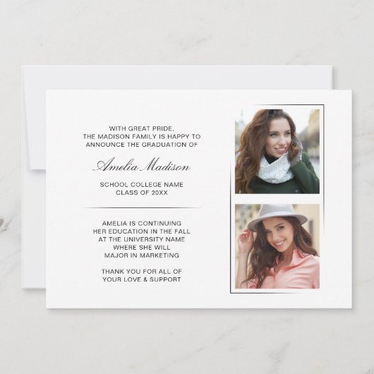 Modern minimaal uniek inktscript Afstuderen 3 foto Aankondiging (Achterkant)