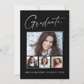 Modern minimaal uniek inktscript Afstuderen 4 foto Aankondiging (Voorkant)