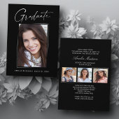 Modern minimaal uniek inktscript Afstuderen 4 foto Aankondiging