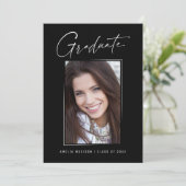 Modern minimaal uniek inktscript Afstuderen 4 foto Aankondiging (Staand voorkant)