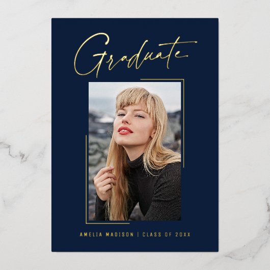 Modern minimaal uniek inktscript Afstuderen Kaart (Voorkant)