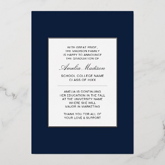 Modern minimaal uniek inktscript Afstuderen Kaart (Achterkant)