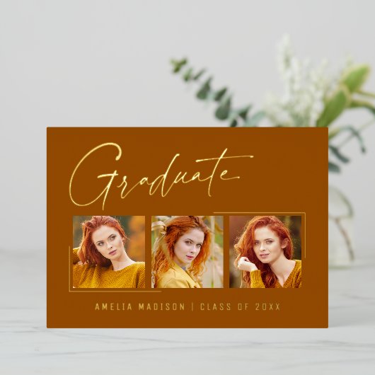 Modern minimaal uniek inktscript Afstuderen Kaart (Staand Voorkant)