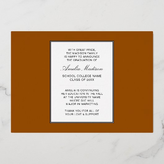 Modern minimaal uniek inktscript Afstuderen Kaart (Achterkant)