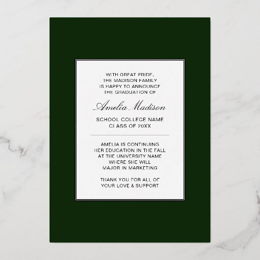 Modern minimaal uniek inktscript Afstuderen Kaart (Achterkant)