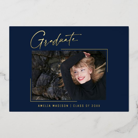 Modern minimaal uniek inktscript Afstuderen Kaart (Voorkant)