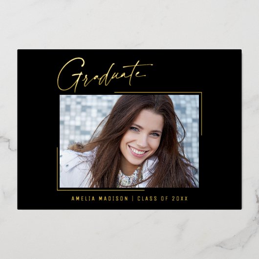 Modern minimaal uniek inktscript Afstuderen Kaart (Voorkant)