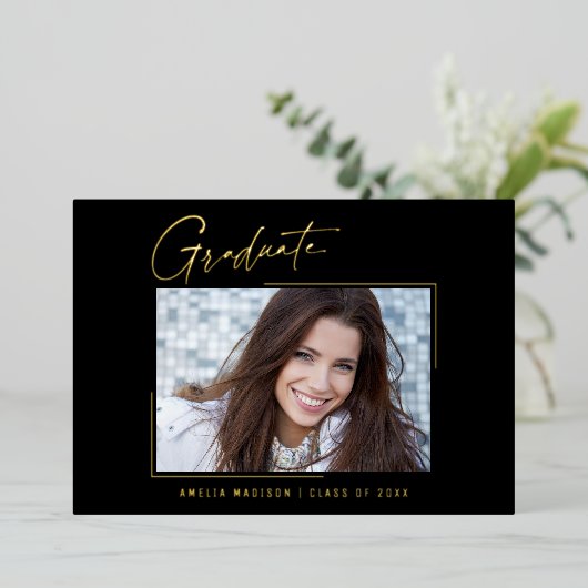 Modern minimaal uniek inktscript Afstuderen Kaart (Staand Voorkant)