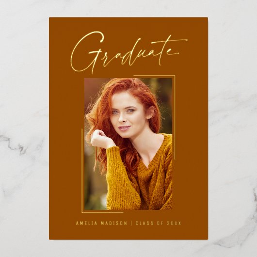 Modern minimaal uniek inktscript Afstuderen Kaart (Voorkant)