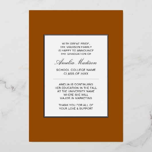 Modern minimaal uniek inktscript Afstuderen Kaart (Achterkant)