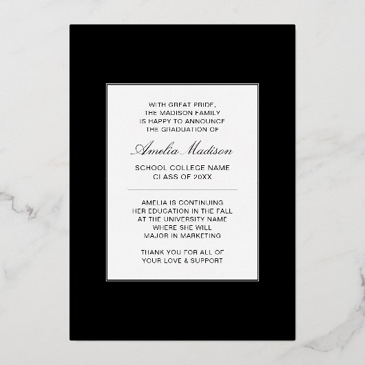 Modern minimaal uniek inktscript Afstuderen Kaart (Achterkant)