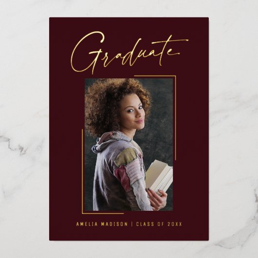 Modern minimaal uniek inktscript Afstuderen Kaart (Voorkant)