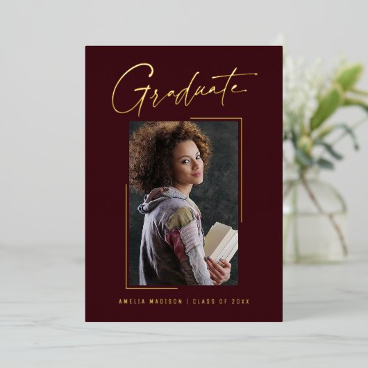 Modern minimaal uniek inktscript Afstuderen Kaart (Staand Voorkant)